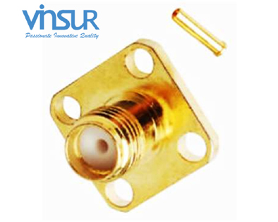 1152143C -- RF CONNECTOR - 50OHMS, SMA FEMALE, STRAIGHT, 4 HOLE FLANGE, SOLDER TYPE, RG405 CABLE